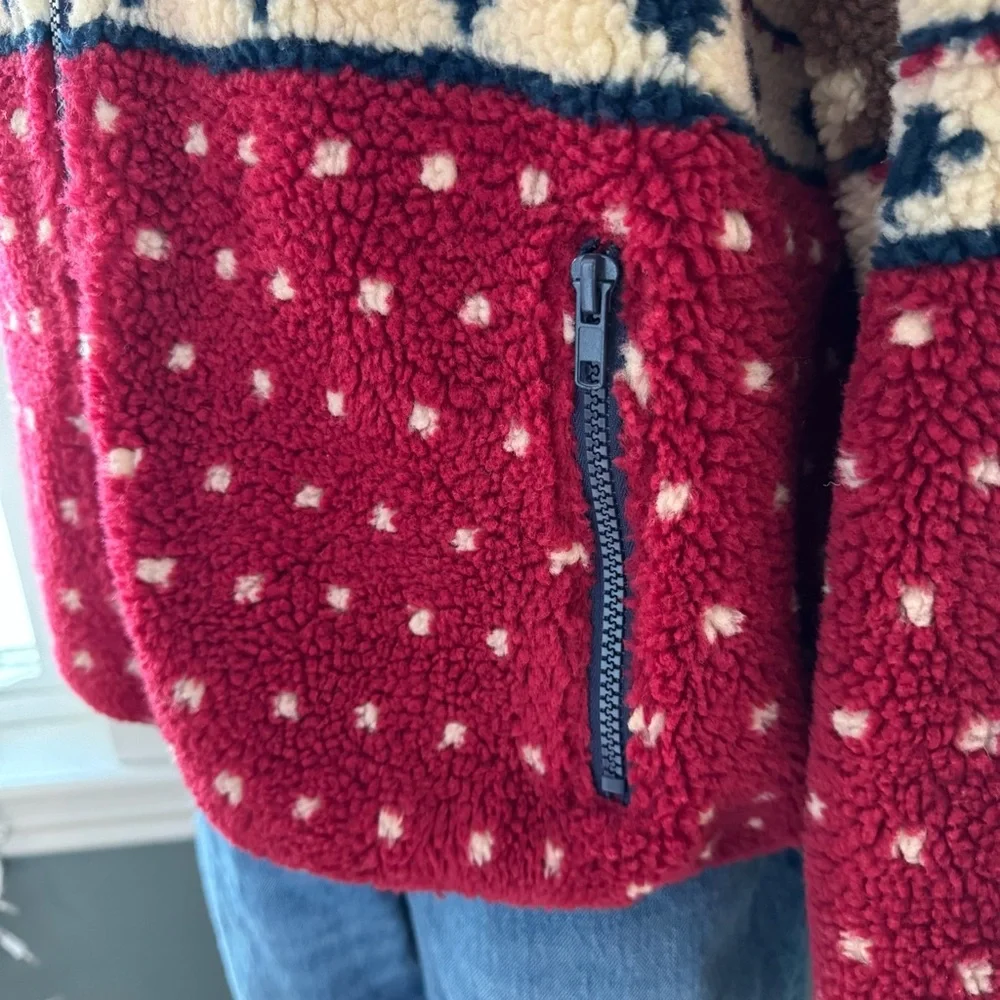 NWT Cider Sherpa Fleece Zip Up Nordic Print Jacket - Picture 4 of 16